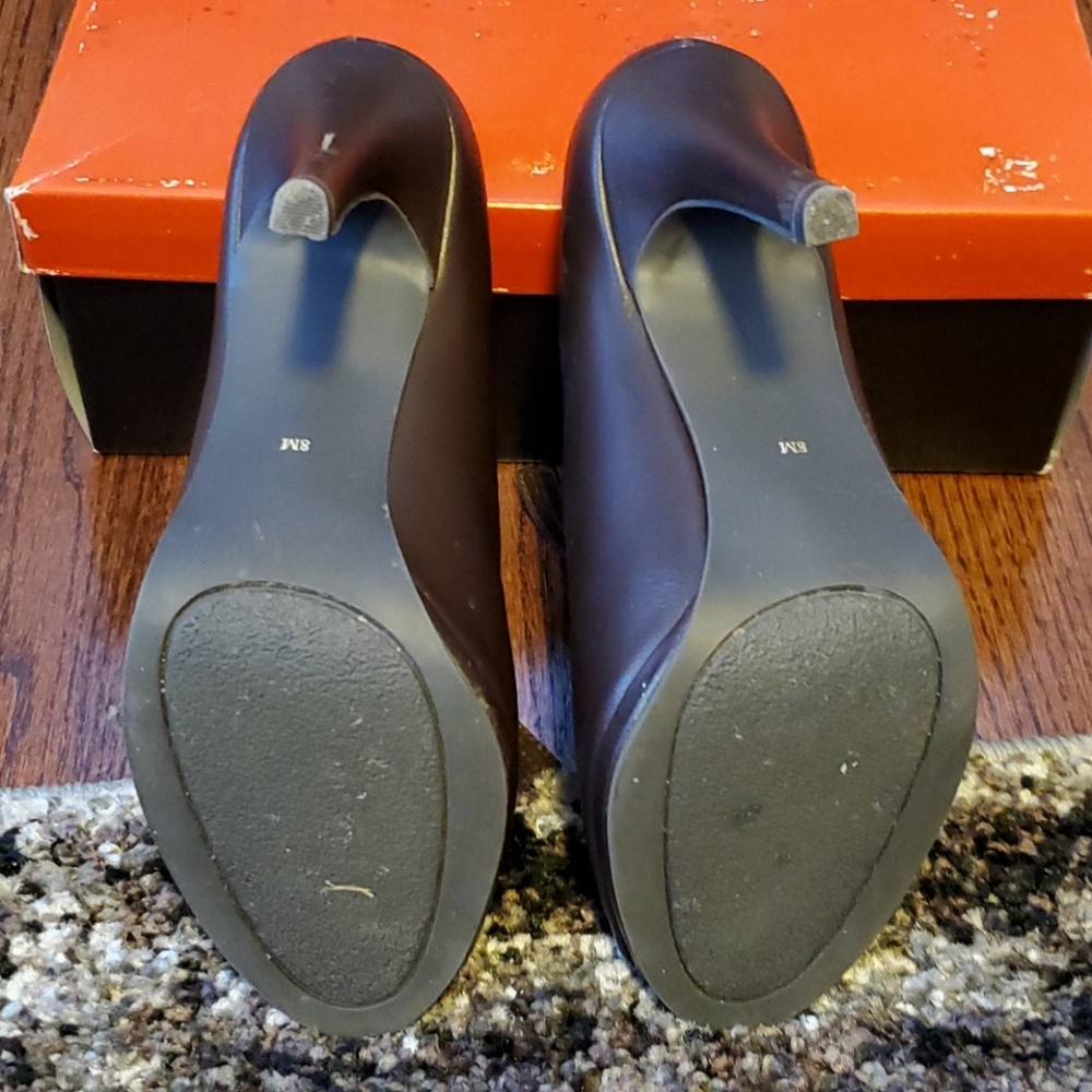 Ann Marino brown peep toe heels - Picture 4 of 4